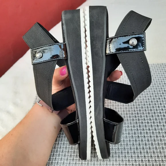 Anne Klein Sport Ankle Strap Comfort Sandals Small Wedge Black 7.5 NEW - Picture 11 of 12